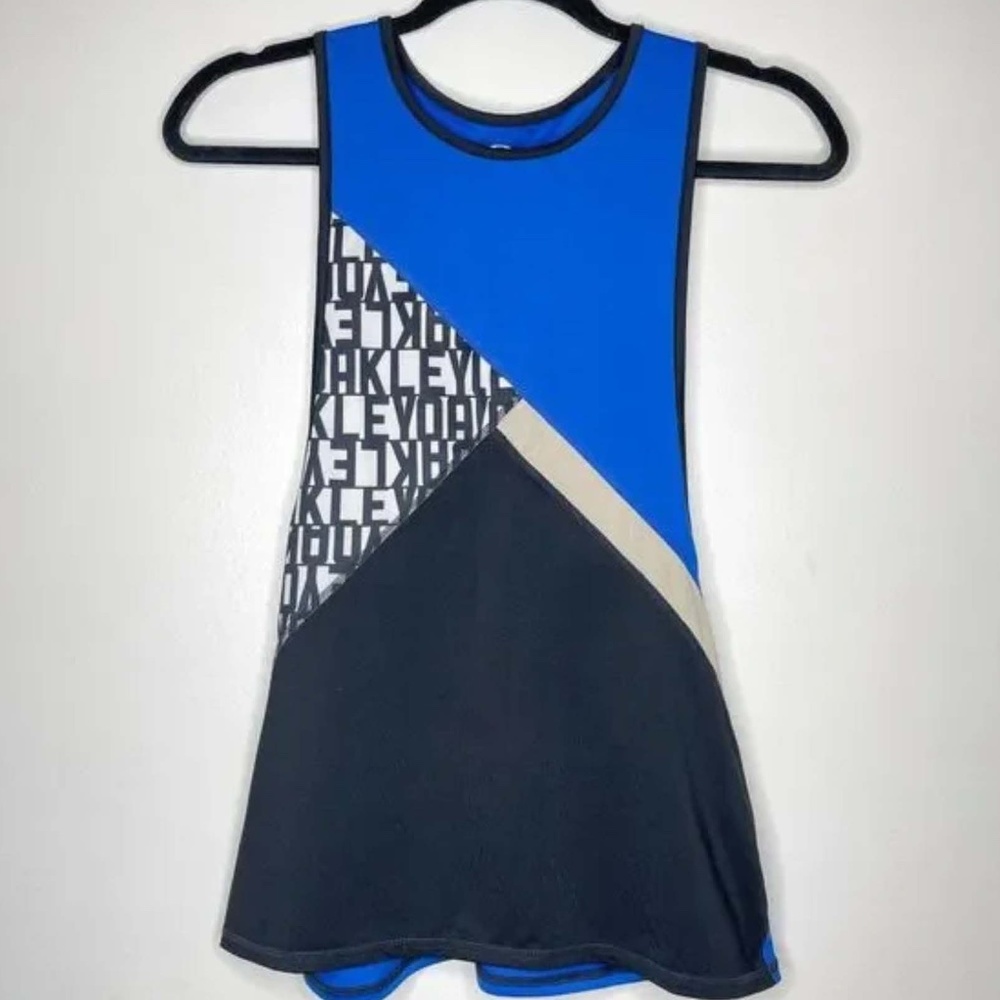 Oakley Muscle Tank Blue Black Color Block Tank Top
